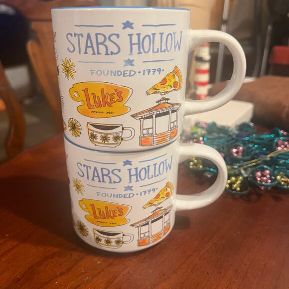 Gilmore Girls Stars Hollow Coffee Cups Set of 2 Luke's Dinner Dragonfly Inn - Picture 1 of 13